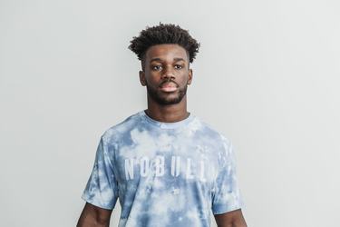 Nobull Tie-Dye Men's T Shirts Blue | Australia (CV5320)